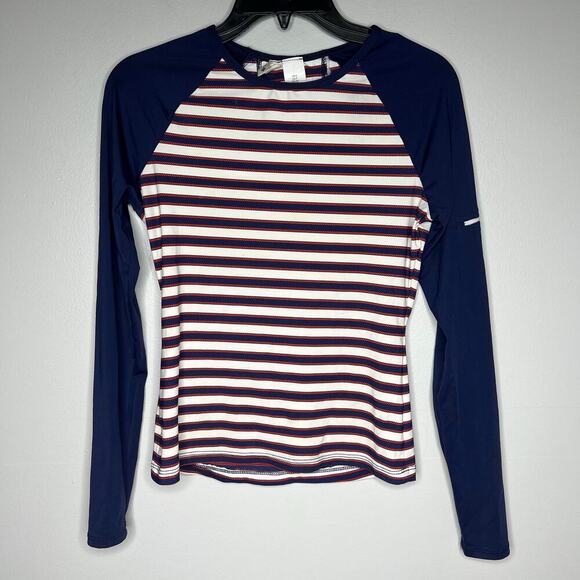 Sperry Women's Sailing Stripe Swim Shirt Size Small Rash Guard Preppy Nautical - Picture 2 of 13